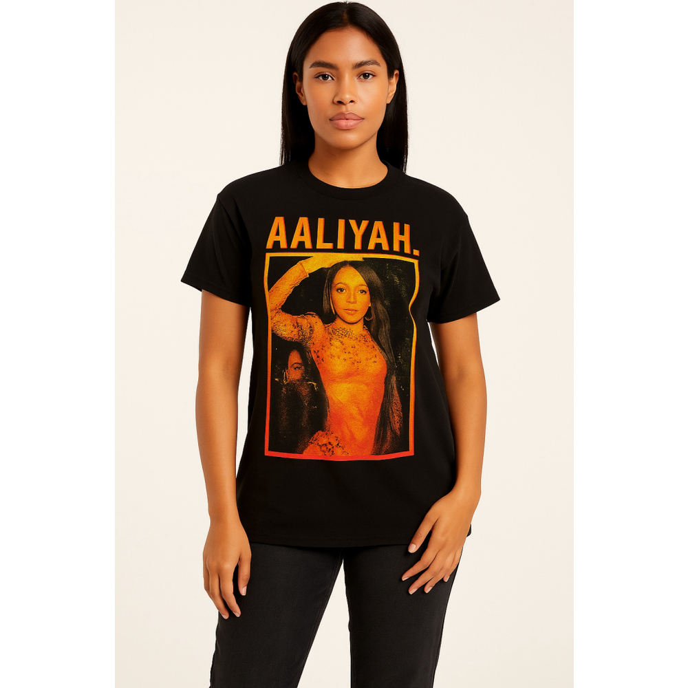 Aaliyah Graphic Tee Black Hip Hop Y2K Streetwear M